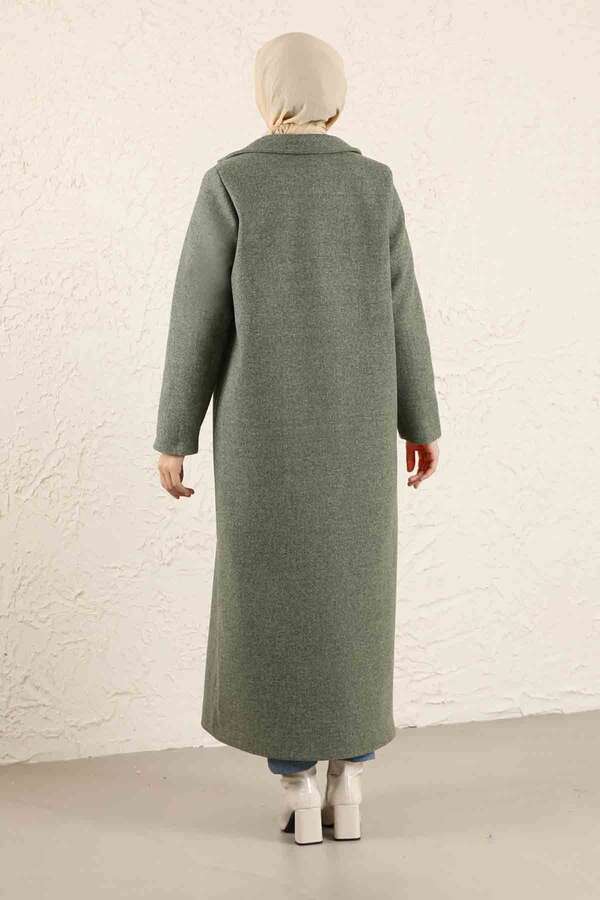 Uzun Oversize Kaşe Kaban Çağla Yeşili - 6