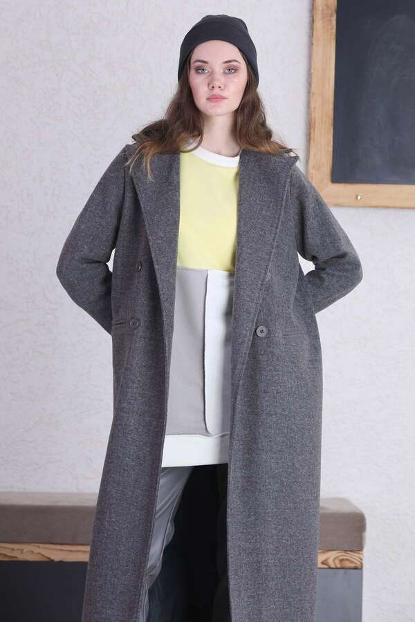 Uzun Oversize Kaşe Füme - 3