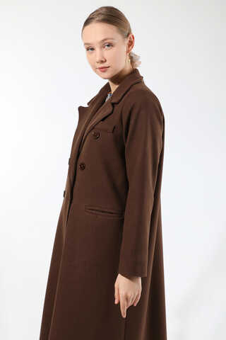 Uzun Oversize Kaşe Kaban Acı Kahve - 5