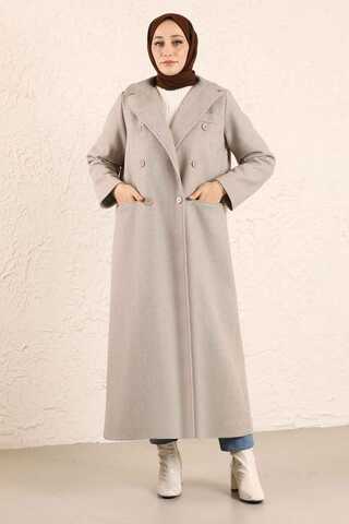 Uzun Oversize Kaşe Kaban Çakıl - 1