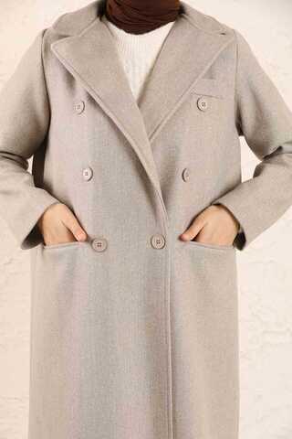 Uzun Oversize Kaşe Kaban Çakıl - 4