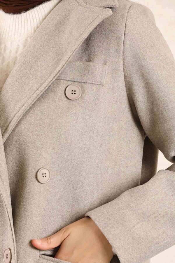 Uzun Oversize Kaşe Kaban Çakıl - 5