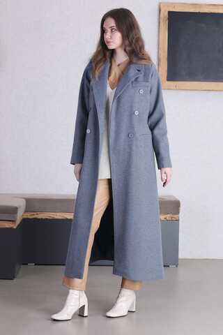 Uzun Oversize Kaşe Kaban Mavi - 5