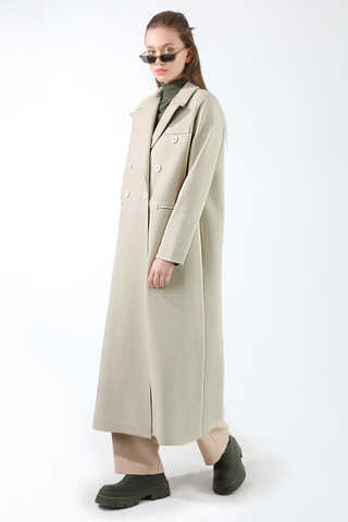 Uzun Oversize  Kaşe Kaban Taş - 5