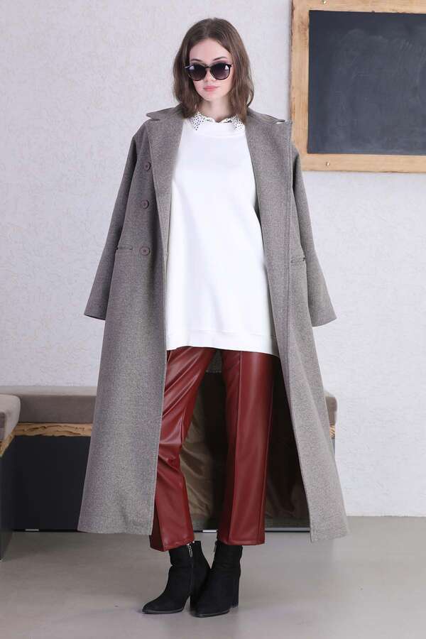 Uzun Oversize Kaşe Toprak - 5