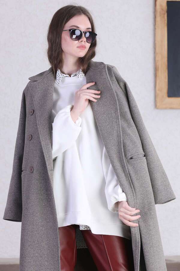 Uzun Oversize Kaşe Toprak - 8