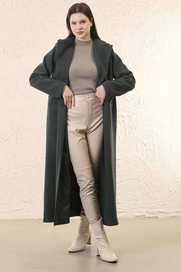 Uzun Oversize Kaşe Koyu Yeşil - 2