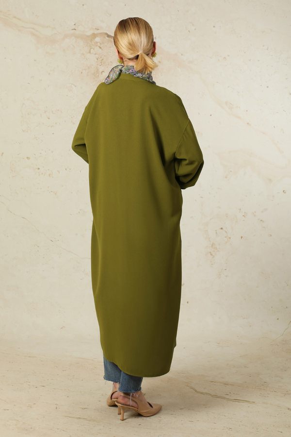 Uzun Oversize Tunik Haki - 6