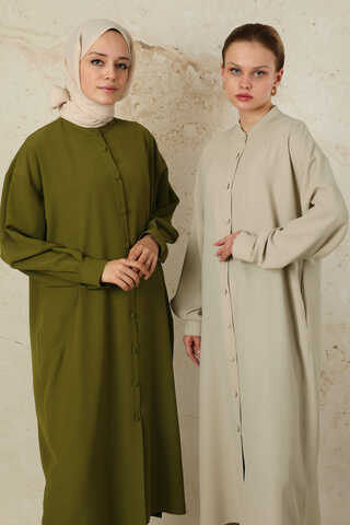 Uzun Oversize Tunik Haki - 2