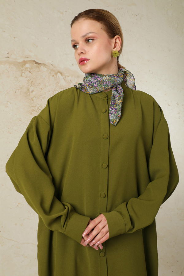 Uzun Oversize Tunik Haki - 4