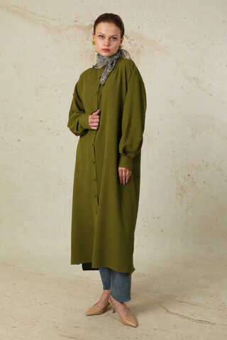 Uzun Oversize Tunik Haki - 5