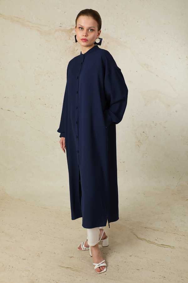 Uzun Oversize Tunik İndigo - 3