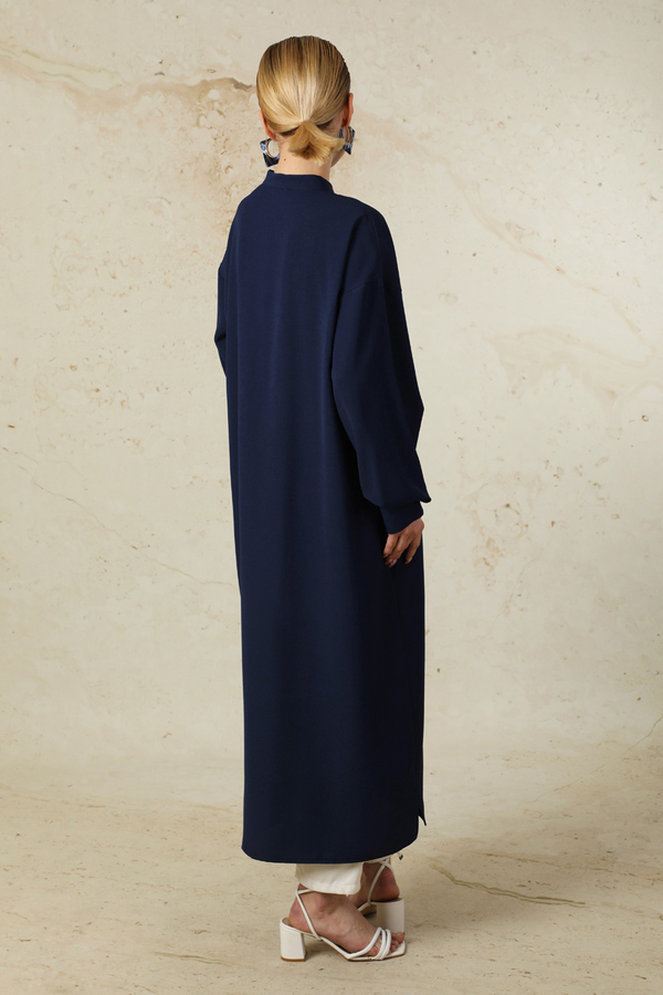 Uzun Oversize Tunik İndigo - 6