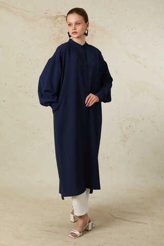 Uzun Oversize Tunik İndigo - 1