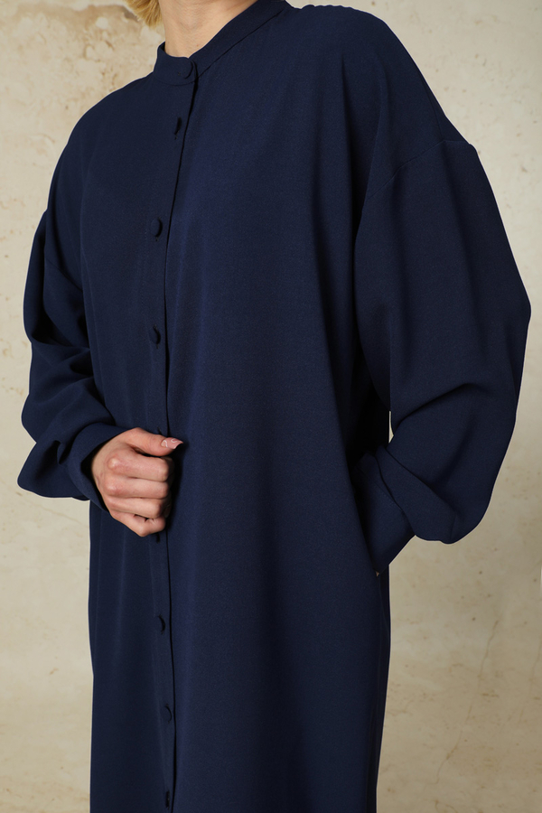 Uzun Oversize Tunik İndigo - 4