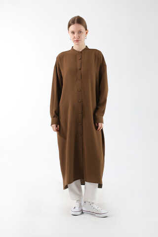 Uzun Oversize Tunik Kahverengi - 1