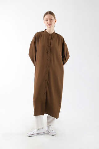 Uzun Oversize Tunik Kahverengi - 3