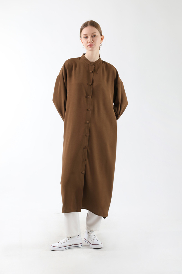 Uzun Oversize Tunik Kahverengi - 3