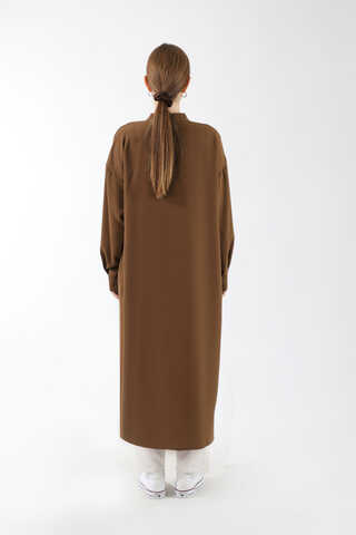 Uzun Oversize Tunik Kahverengi - 6