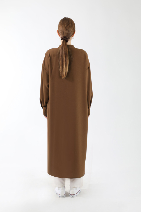 Uzun Oversize Tunik Kahverengi - 6