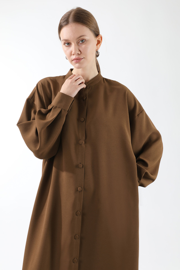 Uzun Oversize Tunik Kahverengi - 2
