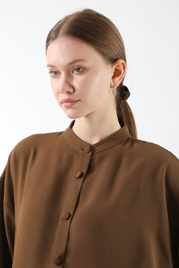 Uzun Oversize Tunik Kahverengi - 5
