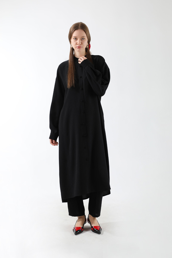 Uzun Oversize Tunik Siyah - 1