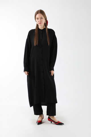 Uzun Oversize Tunik Siyah - 3