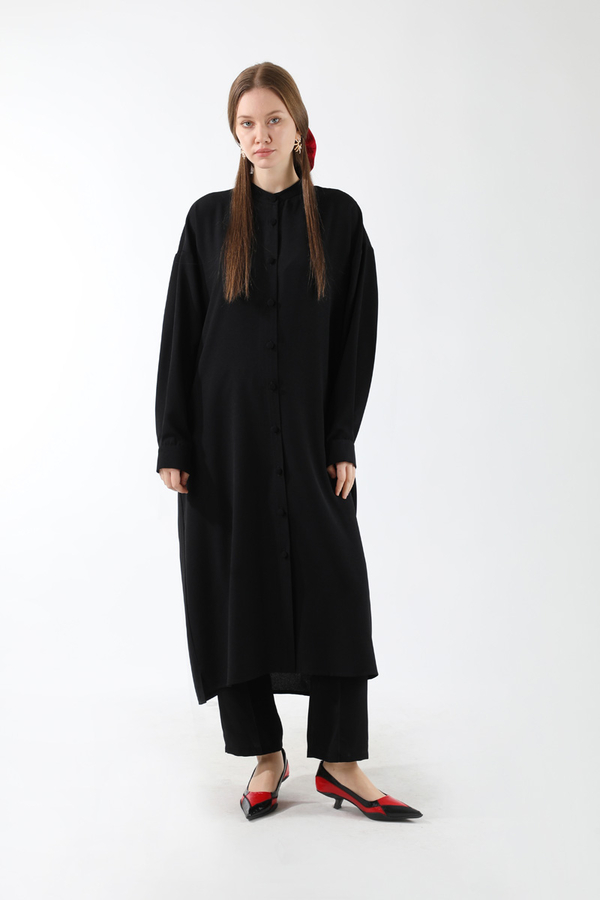 Uzun Oversize Tunik Siyah - 3