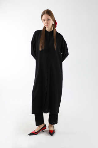 Uzun Oversize Tunik Siyah - 5