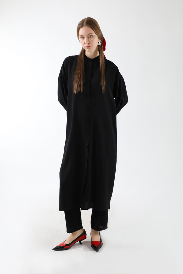 Uzun Oversize Tunik Siyah - 5