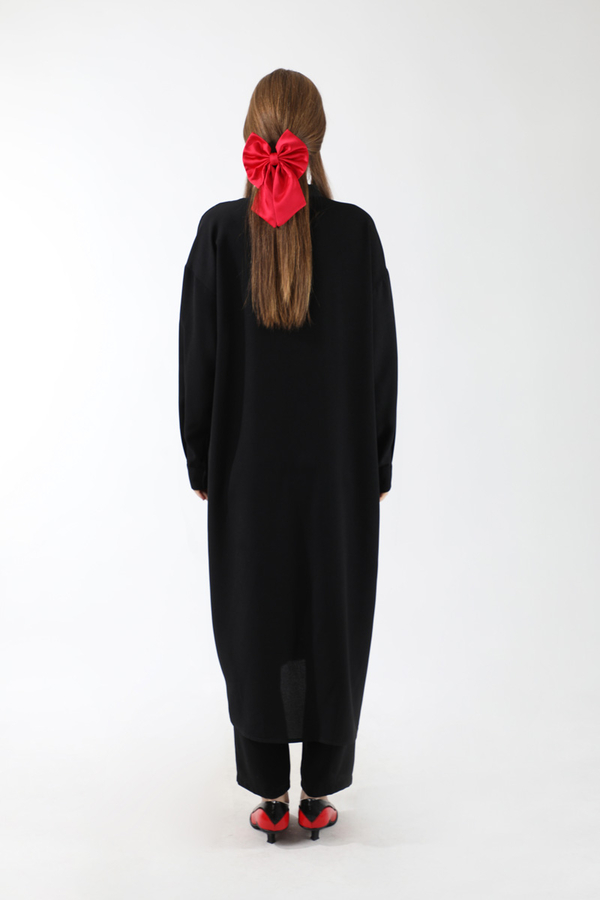 Uzun Oversize Tunik Siyah - 6
