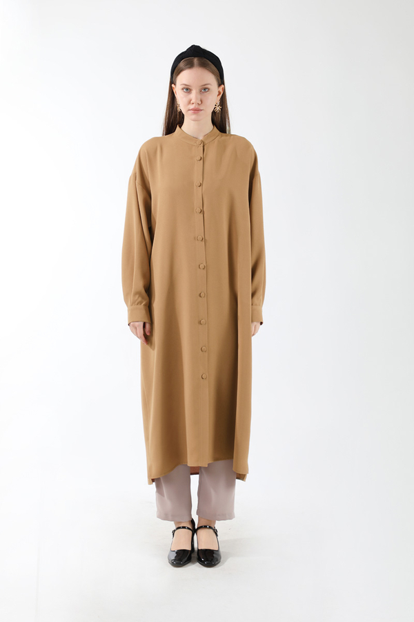 Uzun Oversize Tunik Tarçın - 3
