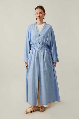 V Neck Abaya Baby Blue - 1