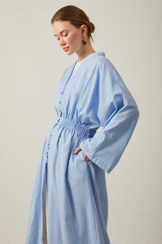 V Neck Abaya Baby Blue - 10