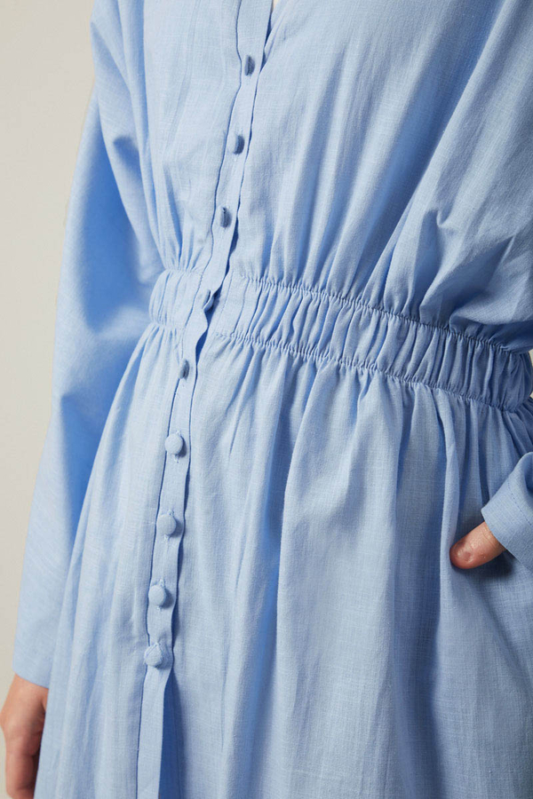 V Neck Abaya Baby Blue - 6