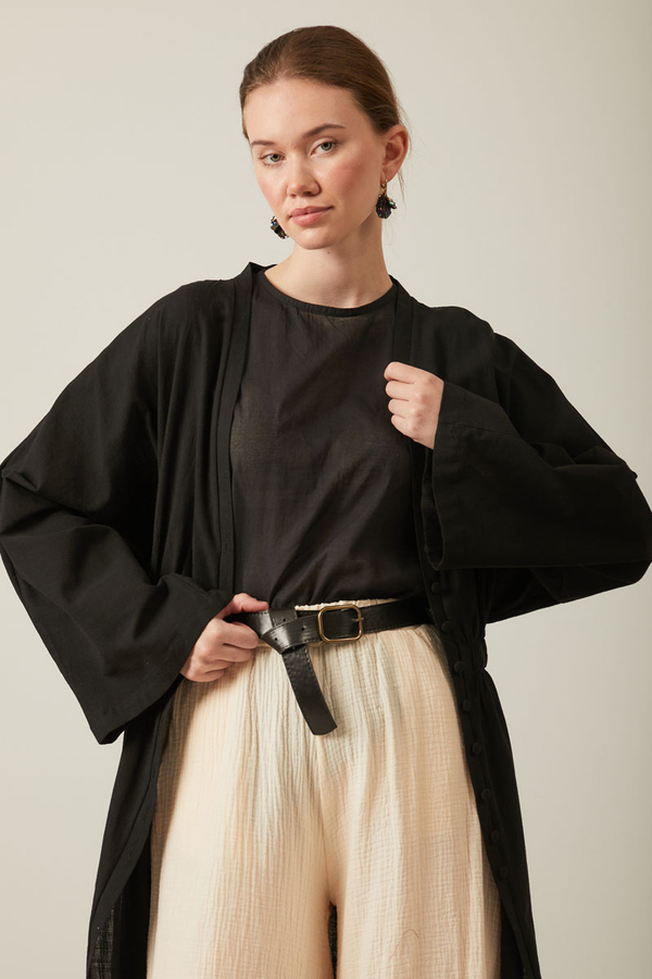 V Neck Abaya Black - 2