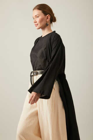 V Neck Abaya Black - 4