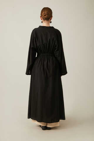 V Neck Abaya Black - 11