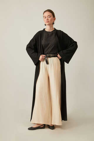 V Neck Abaya Black - 10