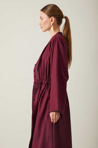V Neck Abaya Burgundy - 13