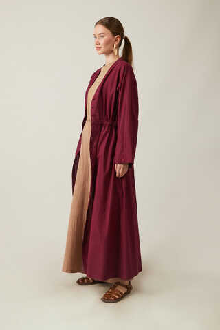 V Neck Abaya Burgundy - 10