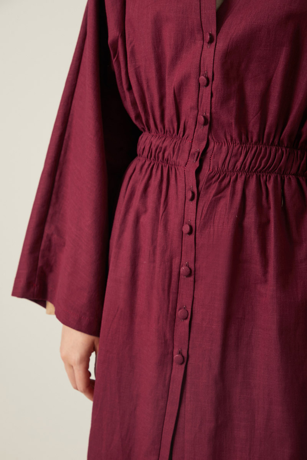 V Neck Abaya Burgundy - 6