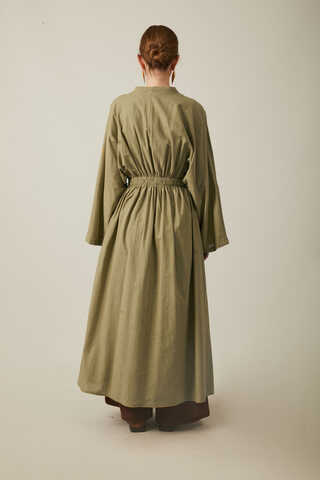 V Neck Abaya Khaki  - 19