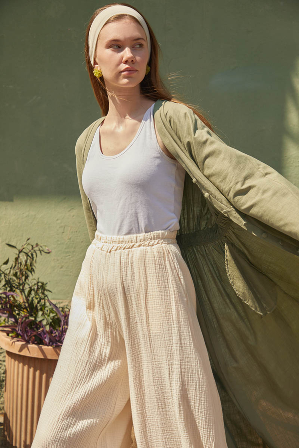 V Neck Abaya Khaki  - 6