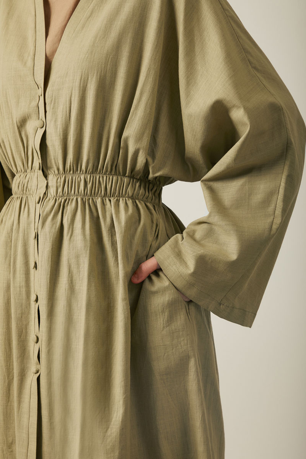 V Neck Abaya Khaki - 15