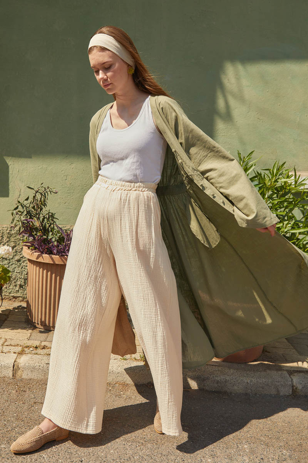 V Neck Abaya Khaki - 5