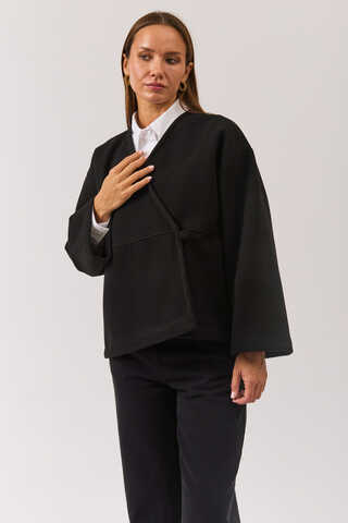 V Neck Double Breasted Jacket Black - 3
