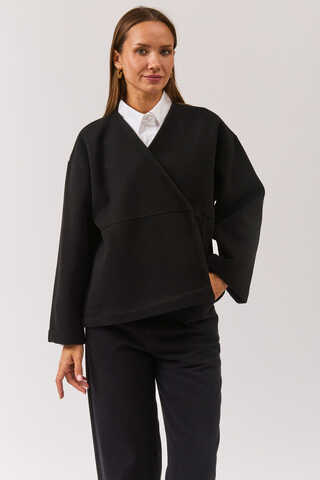 V Neck Double Breasted Jacket Black - 5