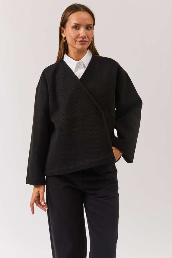 V Neck Double Breasted Jacket Black - 5